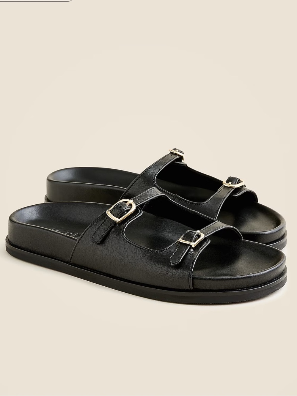 JCREW - Colbie Black Double Buckle Slide Sandals
